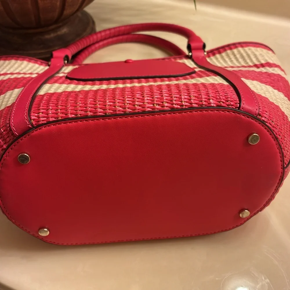 NWOT Kate Spade Straw Satchel Crossbody
Bag Pink/ Cream - Picture 9 of 11